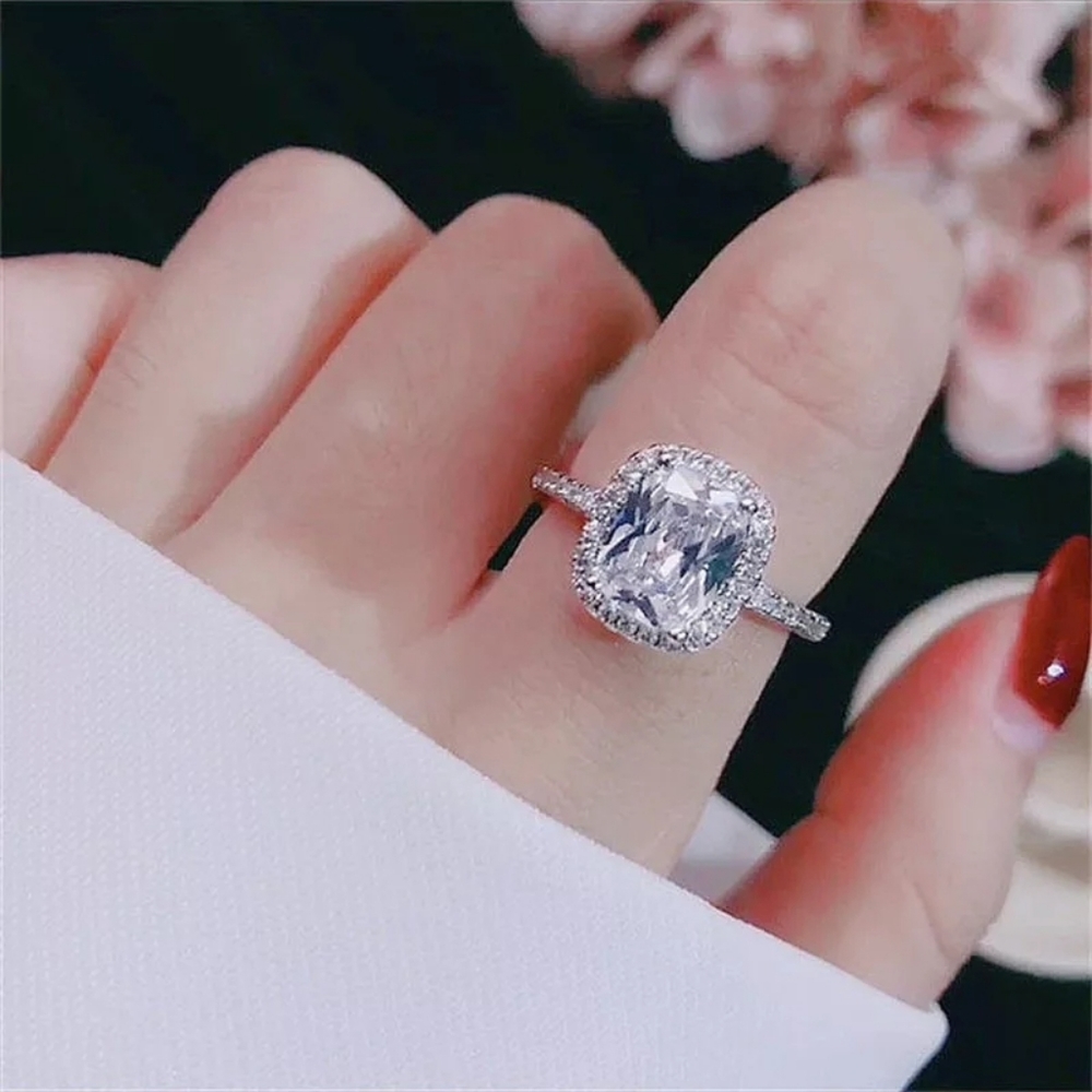 New 925 Sterling Silver Diamond Princess Cut Ring - Picture 3 of 3